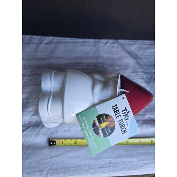 TIKI Gnome Table Torches Ceramic Red Hat Outdoor Patio Set of 2 - Picture 4 of 4